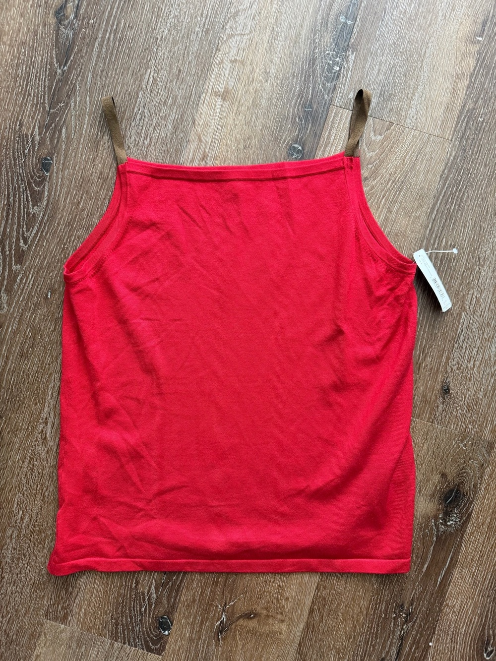 New with tags! DKNYC Red Camisole with Brown Faux Suede Straps